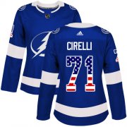 Cheap Adidas Lightning #71 Anthony Cirelli Blue Home Authentic USA Flag Women's Stitched NHL Jersey