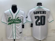 Wholesale Cheap Men's Philadelphia Eagles #20 Brian Dawkins White With Patch Cool Base Stitched Baseball Jersey