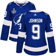 Cheap Adidas Lightning #9 Tyler Johnson Blue Home Authentic Women's 2020 Stanley Cup Champions Stitched NHL Jersey