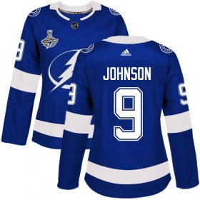 Cheap Adidas Lightning #9 Tyler Johnson Blue Home Authentic Women\'s 2020 Stanley Cup Champions Stitched NHL Jersey