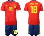 Wholesale Cheap Spain #18 Jordi Alba Home Soccer Country Jersey