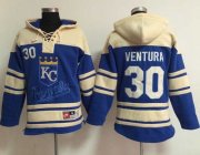 Wholesale Cheap Royals #30 Yordano Ventura Light Blue Sawyer Hooded Sweatshirt MLB Hoodie