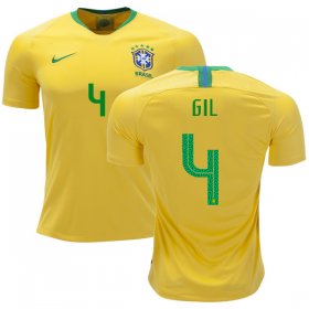 Wholesale Cheap Brazil #4 Gil Home Kid Soccer Country Jersey