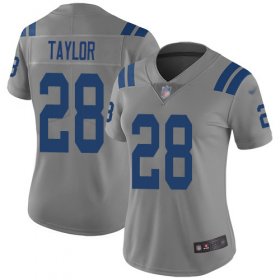 Wholesale Cheap Nike Colts #28 Jonathan Taylor Gray Women\'s Stitched NFL Limited Inverted Legend Jersey