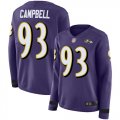 Wholesale Cheap Nike Ravens #93 Calais Campbell Purple Team Color Women's Stitched NFL Limited Therma Long Sleeve Jersey