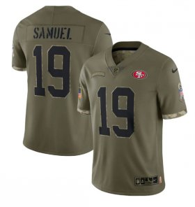 Wholesale Cheap Men\'s San Francisco 49ers #19 Deebo Samuel 2022 Olive Salute To Service Limited Stitched Jersey