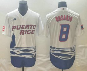 Cheap Men\'s Puerto Rico Baseball #8 Eddie Rosario 2023 White World Classic Stitched Jersey