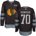 Wholesale Cheap Adidas Blackhawks #70 Dennis Rasmussen Black 1917-2017 100th Anniversary Stitched NHL Jersey