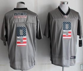 Wholesale Cheap Nike Cowboys #9 Tony Romo Grey Men\'s Stitched NFL Elite USA Flag Fashion Jersey