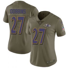 Wholesale Cheap Nike Ravens #27 J.K. Dobbins Olive Women\'s Stitched NFL Limited 2017 Salute To Service Jersey