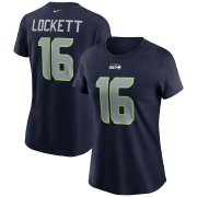 Wholesale Cheap Seattle Seahawks #16 Tyler Lockett Nike Women's Team Player Name & Number T-Shirt College Navy