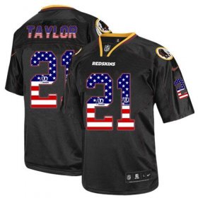 Wholesale Cheap Nike Redskins #21 Sean Taylor Black Men\'s Stitched NFL Elite USA Flag Fashion Jersey
