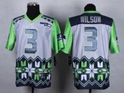 Wholesale Cheap Nike Seahawks #3 Russell Wilson Grey Men's Stitched NFL Elite Noble Fashion Jersey