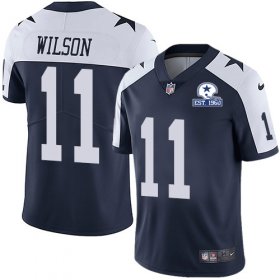Wholesale Cheap Nike Cowboys #11 Cedrick Wilson Navy Blue Thanksgiving Men\'s Stitched With Established In 1960 Patch NFL Vapor Untouchable Limited Throwback Jersey