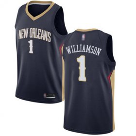 Wholesale Cheap Pelicans #1 Zion Williamson Navy Basketball Swingman Icon Edition Jersey