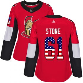 Wholesale Cheap Adidas Senators #61 Mark Stone Red Home Authentic USA Flag Women\'s Stitched NHL Jersey