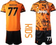 Wholesale Cheap Youth 2020-2021 club Juventus away orange 77 Soccer Jerseys