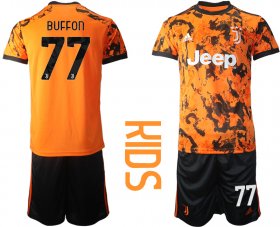 Wholesale Cheap Youth 2020-2021 club Juventus away orange 77 Soccer Jerseys
