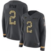Wholesale Cheap Nike Falcons #2 Matt Ryan Anthracite Salute to Service Women's Stitched NFL Limited Therma Long Sleeve Jersey
