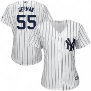 Wholesale Cheap Yankees #55 Domingo German White Strip Home Women's Stitched MLB Jersey
