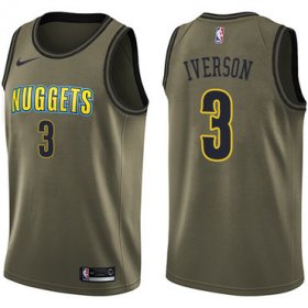 Wholesale Cheap Nike Denver Nuggets #3 Allen Iverson Green Salute to Service NBA Swingman Jersey