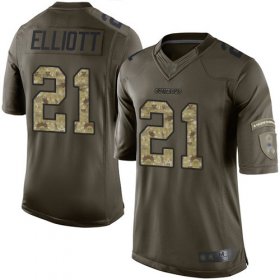 Wholesale Cheap Nike Cowboys #21 Ezekiel Elliott Green Men\'s Stitched NFL Limited 2015 Salute to Service Jersey