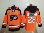 Wholesale Cheap Men's Philadelphia Flyers #28 Claude Giroux Orange Ageless Must-Have Lace-Up Pullover Hoodie