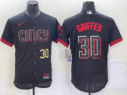 Wholesale Cheap Men's Cincinnati Reds #30 Ken Griffey Jr Number Black 2023 City Connect Flex Base Stitched Jersey