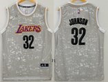 Wholesale Cheap Men's Los Angeles Lakers #32 Magic Johnson Retired Player Adidas 2015 Gray City Lights Swingman Jersey