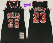 Wholesale Cheap Women's Chicago Bulls #23 Michael Jordan 1997-98 Black Hardwood Classics Soul Swingman Throwback Dress