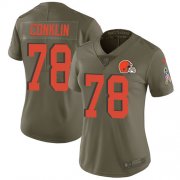 Wholesale Cheap Nike Browns #78 Jack Conklin Olive Women's Stitched NFL Limited 2017 Salute To Service Jersey