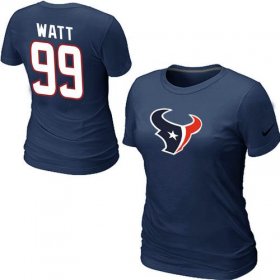 Wholesale Cheap Women\'s Nike Houston Texans #99 J.J. Watt Name & Number T-Shirt Blue