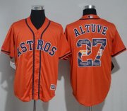 Wholesale Cheap Astros #27 Jose Altuve Orange Team Logo Fashion Stitched MLB Jersey