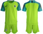 Wholesale Cheap France Blank Shiny Green Goalkeeper Soccer Country Jersey