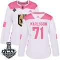 Wholesale Cheap Adidas Golden Knights #71 William Karlsson White/Pink Authentic Fashion 2018 Stanley Cup Final Women's Stitched NHL Jersey