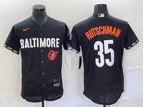 Wholesale Cheap Men\'s Baltimore Orioles #35 Adley Rutschman Black 2023 City Connect Flex Base Stitched Jersey