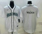 Cheap Men's Seattle Mariners Big Logo White Stitched MLB Cool Base Nike Jersey