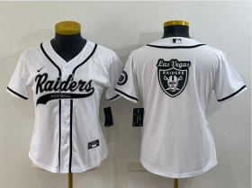 Wholesale Cheap Women\'s Las Vegas Raiders White Team Big Logo With Patch Cool Base Stitched Baseball Jersey
