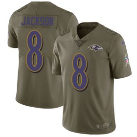 Wholesale Cheap Nike Ravens #8 Lamar Jackson Olive Men\'s Stitched NFL Limited 2017 Salute To Service Jersey