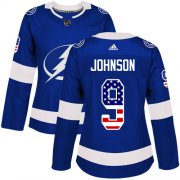 Wholesale Cheap Adidas Lightning #9 Tyler Johnson Blue Home Authentic USA Flag Women's Stitched NHL Jersey