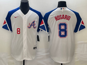 Cheap Men\'s Atlanta Braves #8 Eddie Rosario Number White 2023 City Connect Cool Base Stitched Jersey