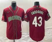 Cheap Men's Mexico Baseball #43 Patrick Sandoval 2023 Red World Classic Stitched Jersey