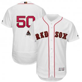 Wholesale Cheap Boston Red Sox #50 Mookie Betts Majestic 2019 Gold Program Flex Base Player Jersey White