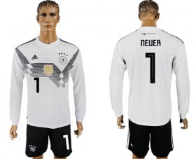 Wholesale Cheap Germany #1 Neuer White Home Long Sleeves Soccer Country Jersey