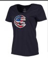 Wholesale Cheap Women's Chicago Cubs USA Flag Fashion T-Shirt Navy Blue