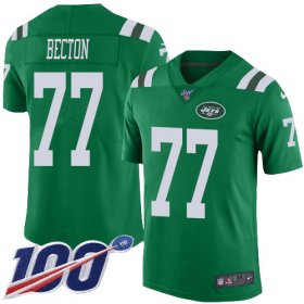 Wholesale Cheap Nike Jets #77 Mekhi Becton Green Men\'s Stitched NFL Limited Rush 100th Season Jersey
