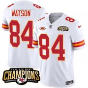 Cheap Men's Kansas City Chiefs #84 Justin Watson White 2023 F.U.S.E. AFC West Champions With NKH Patch Vapor Untouchable Limited Football Stitched Jersey