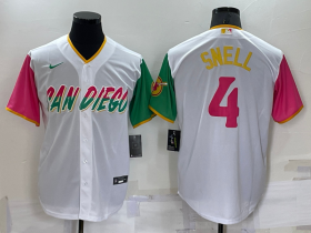 Wholesale Cheap Men\'s San Diego Padres #4 Blake Snell White 2022 City Connect Cool Base Stitched Jersey