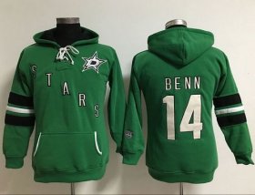 Wholesale Cheap Dallas Stars #14 Jamie Benn Green Women\'s Old Time Heidi NHL Hoodie