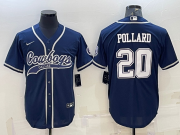 Wholesale Cheap Men's Dallas Cowboys #20 Tony Pollard Navy With Patch Cool Base Stitched Baseball Jersey